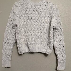 Kendall & Kylie Cream Cable Knit Crewneck Sweater